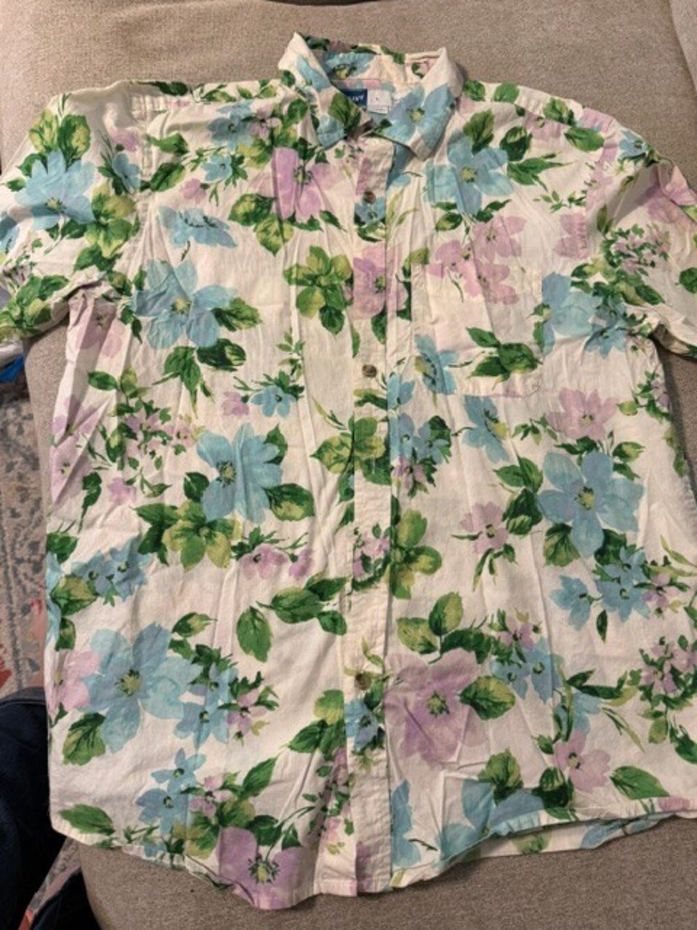 Old Navy Everyday Shirt Men's Large Floral Cotton Short Sleeve Button Down